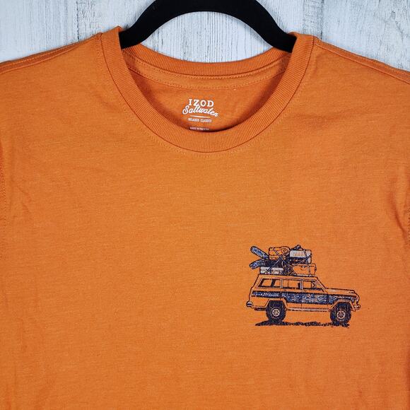 NWT Izod Saltwater Graphic Harvest Orange Jeep Long Sleeve Tee Men's Size Small - Picture 2 of 12